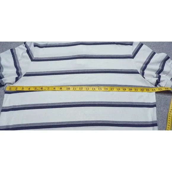 Cremieux Classics Polo Shirt Men's Size XL White with Black and Grey Stripes EUC - Picture 6 of 9